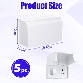 UK Plug Socket Covers, 5PCS Childproof & Pet Proof Electrical Outlet Protectors for Baby Safety, Universal Waterproof Double Socket Protector Box, Home Safety Essentials for Families