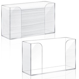 Deekin 2 Pcs Acrylic Paper Towel Dispenser Countertop Folded Paper Towel Holder, 11.4'' W x 4.2'' D x 6.7'' H, Clear Guest Napkin Dispenser for Z-Fold C-Fold Multi-fold Paper Towels