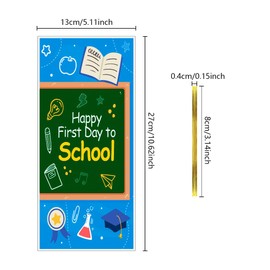 Back to School Gift Bags with Twist Ties,100 Pcs First Day of School Classroom Party Goodie Treat Bags Kids Candy Bags Blue Cookie Bags for Welcome Back to School Decorations Party Favor Bags