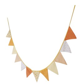 SHOWERORO 12 Yellow Triangle Flags Cotton Bunting Banners for Party Wedding Decor