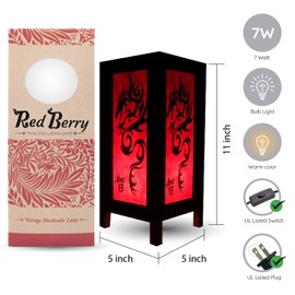 Thai Vintage Handmade Asian Oriental Black Red Dragon Bedside Table Light or Floor Wood Paper Lamp Shades Home Bedroom Garden Decor Modern (Black Red Dragon SXG)
