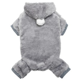 TUKOAW Dog Pajamas Fleece Winter Warm Clothes, Soft Cute Hooded Dog Jumpsuit Sweatshirt, Dog pjs Pet Onesies for Small Medium Dogs, Puppy, Cats Indoor Outdoor