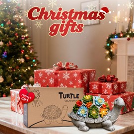 Nacome Solar Garden Outdoor Statues Turtle with Succulent and 7 LED Lights - Lawn Decor Tortoise Statue for Patio, Balcony, Yard Ornament - Chrismtas Gifts for Mom Grandma