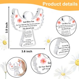 Baby Christening Gifts, Religious Gift, Baptism Angel Acrylic Decor Sign for First Holy Communion Christening and Dedication, Baby Blessings Baptism Gifts for Home Living Room Desk Centerpiece Decor