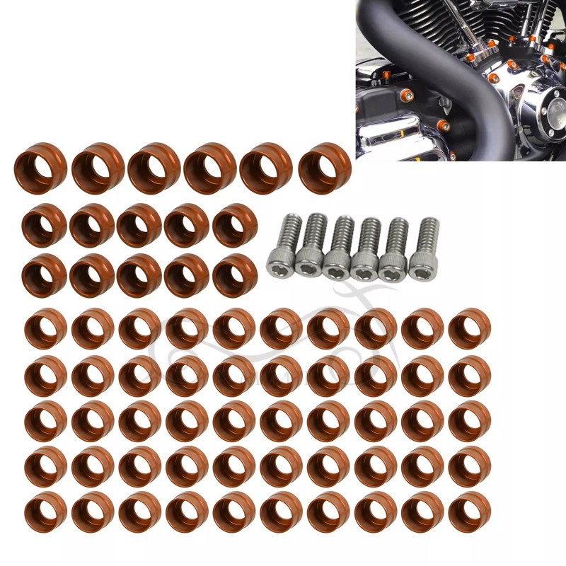 Unbranded Orange Engine Bolt Topper Caps Cover For Harley Touring
