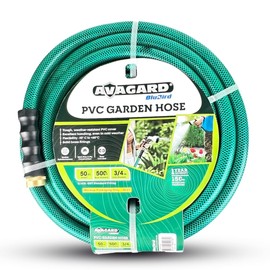 AVAGARD AVGPV3450 PVC Water Hose 3/4" x 50' - Kink-Resistant, Durable, Flexible, 500 PSI Burst Pressure, Includes 3/4" Male & Female GHT Set for Garden, Landscaping & Outdoor Use