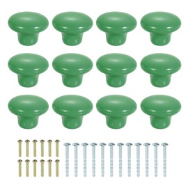 sourcing map 12Pcs Ceramic Cabinet Knobs, 32mm/1.26" Mushroom Round Shaped Drawer Knobs Dresser Knob Pulls Handle with Screws for Wardrobes Bedroom Furniture Closet Cupboard, Green