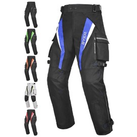 BYKR Motorcycle Pants for Men and Women Armored Cordura Overpants Enduro ATV Dual Sports Motocross Cargo Work Touring Adventure Pants All Weather Protection with Hi Viz Safety Waterproof (Blue 30X34)