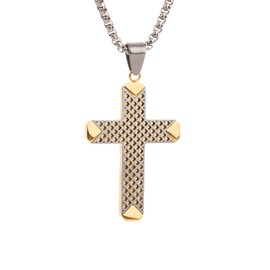 Scddboy Cross Necklace for Men,Stainless Steel Gold Silver Jesus Christ Pendant Necklaces with 23.6+1.96" Adjustable Rolo Chain