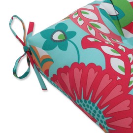 Pillow Perfect Outdoor/Indoor Sophia Tufted Bench/Swing Cushion, 48" x 18", Turquoise/Coral