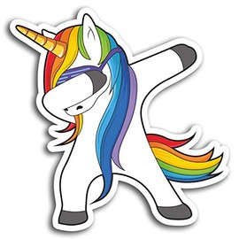 2 x 10cm Dabbing Unicorn Stickers - Girls Teenager Car Laptop #18145 (10cm Wide)