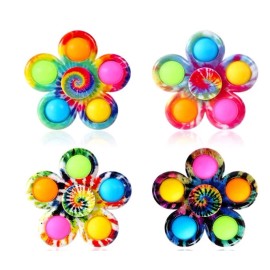 Unbranded Pop Fidget Spinner Toys 4 Pc Simple Popping Toy Pack Bubble Sensory Set for Kids