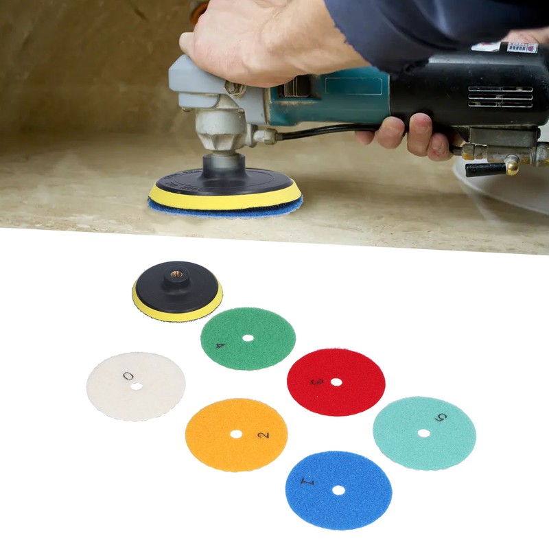 6Pcs Dry Diamond Polishing Pads 1Pc Backer Polish Kit for