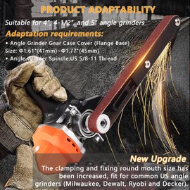 Belt Sander Attachments for Angle Grinder,Aluminum Alloy Detailing Bandfile Sander Adapter,US 5/8-11 Thread,Suitable for Welding Points Grinding,Woodworking and Metal Rust Removal.(20Pcs Sand Belts)