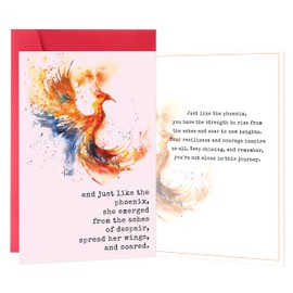 IDU Thinking of You Cards for Women Men，Encouragement Card for Friend Bestie，Get Well Cards For Him Her，Inspirational Support Card for Recovery，Sympathy，and Strength with Phoenix Design