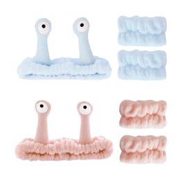 HoosaiyWoo Spa Headband and Wristband Set for Face Washing Makeup Skincare Soft Coral Fleece Cute Wrist Bands Headbands for Women,S3