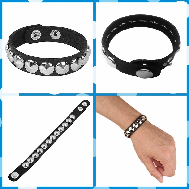 Tosmifairy 3 Pieces Punk Rock Leather Bracelets for Women Pop