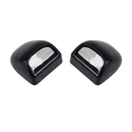 HERCOO License Plate Lights Lamp Lens Black Housing Compatible with Silverado Sierra Avalanche Suburban Escalade Yukon Step Bumper Truck Clips Aftermarket, Pack of 2
