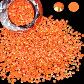 Wholesale Bulk Bags 5000PCS 2mm Resin Flat Back Rhinestone, Jelly Orange Red AB Round Non Hotfix Flatback Resin Rhinestones for Nails, Tumblers, DIY Bling Embellishments, Loose Glitter Crystal Stone