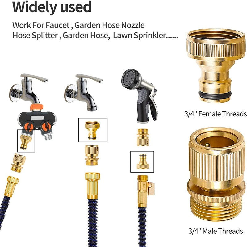 2 Pack Garden Hose Tap Connector - 3/4 inch Brass