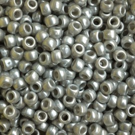 Silver Pearl Crow Beads Pony Beads Made in USA 6x9mm