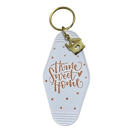 Home Sweet Home Keychain | Elegant White Key Ring with Gold Charm | Ideal New Home Gift, Housewarming Present, or Real Estate Closing Gift