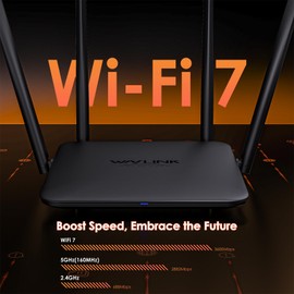 WAVLINK BE3600 Wi-Fi 7 Router, 3600 Mbit/s Dual WLAN Router (2882 Mbit/s 5 GHz + 688 Mbit/s 2.4 GHz), Supports EverythingMesh/Router/AP/Repeater Mode, Guest WiFi, QoS, IPv6 & Advanced VPN