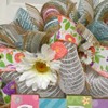Pastel Spring Wreath With Daisies Handmade Deco Mesh