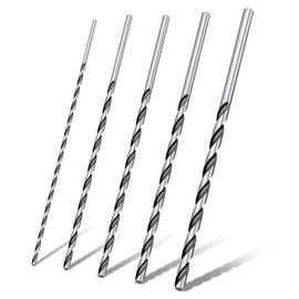 ALTcompluser 5pcs Extra Long Wood Drill Bit Set 2 mm, 3 mm, 3.5 mm, 4 mm, 5 mm Wood Drill Bit HSS Twist Drill Bit for Drilling for Woodworking Manual