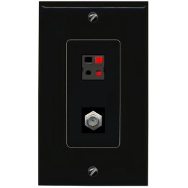 Wallplate City 2 Port Black Decorative Jack Passthrough Keystone COAX SPEAKER Wall Plate