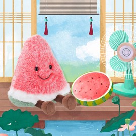 Apricot Lamb Stuffed toy fresh watermelon, Soft Toys Plush Fruit Cuddly Perfect for Child 5.9 Inches