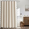 MIULEE 84" Long Scalloped Shower Curtain Linen Textured with 12