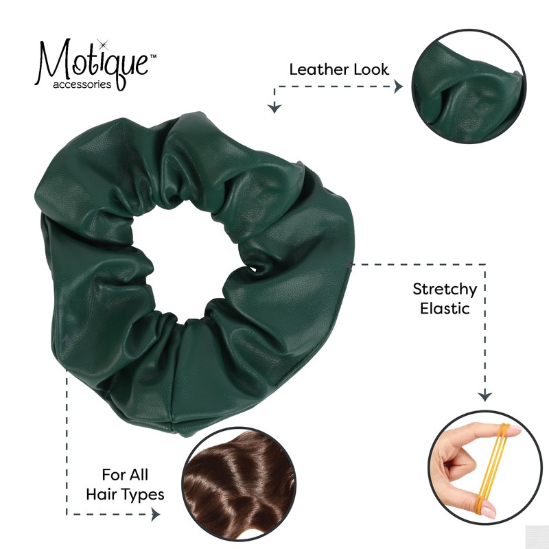 Vegan Leather Look Scrunchie (Dark Green)