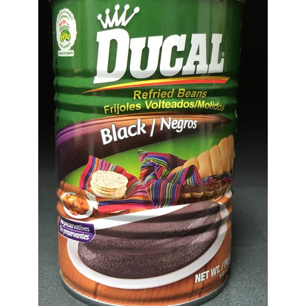 Ducal Refried Black Beans 15 oz - Frijoles Negros Refritos (Pack of 6)