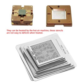 SEAFRONT 33pcs BGA Universal Reballing Rework Net, Stencils Steel Template Mesh Direct Heat Set, Silver
