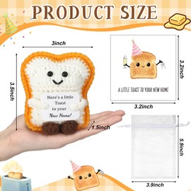 Wenqik New Home Crochet Toast House Warming Gift Sets for Women New Home Handmade Crochet Bread with Card Organza Pouch Cute Moving Party Favors Souvenir for Homeowners Friends
