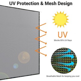 RV Awning Sun Shade Screen - Privacy Protection - UV blockor Sunshade Screen kit- Black 14'