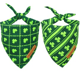 Realeaf Paquete de 2 bandanas reversibles para perros del Día de San Patricio, para niños y niñas, tela duradera de alta calidad, bandana de día festivo para perros grandes y extragrandes (XL, Día de San Patricio)