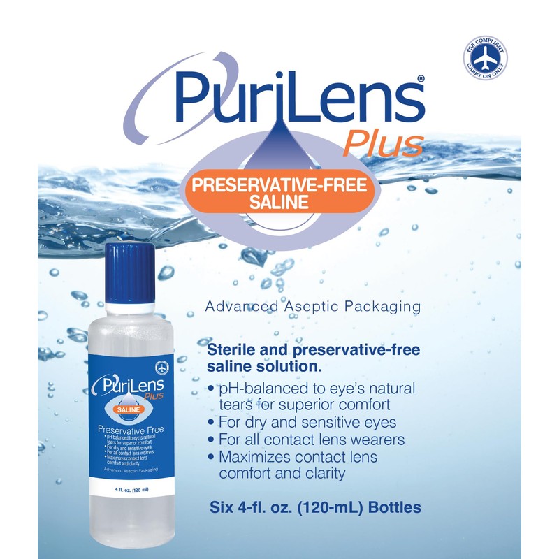 Purilens Plus Preservative-Free Contact Lens Saline 120ml (4 fl. oz.)