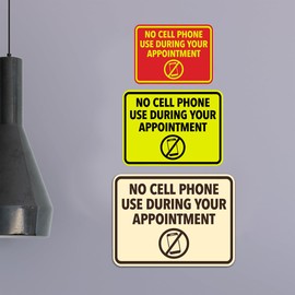 Signs ByLITA Classic Framed No Cell Phone Use During Your Appointment Wall or Door Sign | Easy Installation | Warning Business Signage (Blue) - Large