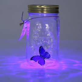 Fangfang LED Lamp Romantic Glass Animated Butterfly Jar Gift Decoration (Blue)
