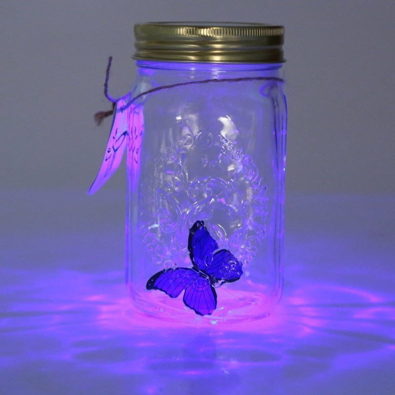 Fangfang LED Lamp Romantic Glass Animated Butterfly Jar Gift Decoration