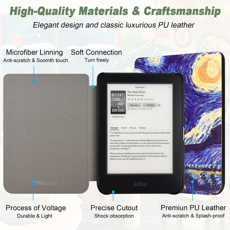 DMluna Case for 2024 Kobo Clara Colour/BW/2E, Tolino Shine Colour/Shine