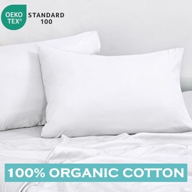 Royale Linens 300 Thread Count 100% Long Staple Combed Cotton Pillowcases Set Of 2 - Ultra Soft - Standard Bed Pillow Cover - 20"x26" - Breathable, Cool & Crisp Percale White Pillow Cases (Std, White)