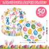 Lejof 50 Pcs Easter Oval Paper Plates -10" x 12"
