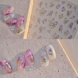 5D Embossed Nail Stickers for Nail Art Bow Nail Art Stickers Gold Nail Decals Self Adhesive Nail Decals Rhinestone Nail Art Design Manicure Supplies Charm for Women Christmas Nail Art Decorations