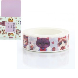 koneko Masking Tape Cat 3.9 ft (10 m) x 0.6 inches (15 mm)