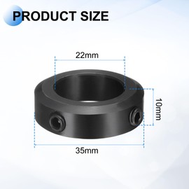 sourcing map 2pcs Set-Screw Collars 22mm Bore, 1045 Steel Shaft Collars, 35mm OD, 10mm Width Axle Collar Clamp for Linear Rod Shaft Guide