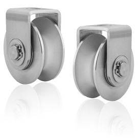 2-Pack 2" Stainless Steel U-Groove Pulley Wheel, Heavy Duty Caster Wheel Track Sliding Gate Roller, 880lbs Load Bearing for Swing Sliding Gate