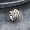 Aprilery Two-Tone Crossover Statement Rings for Women Intertwined Criss Cross
